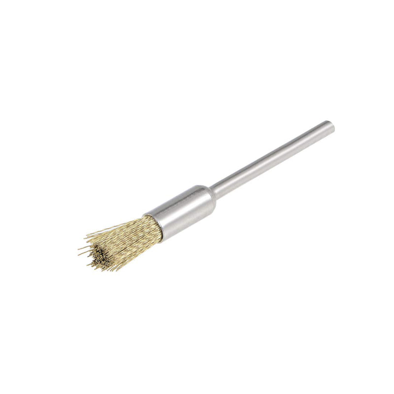  [AUSTRALIA] - uxcell Mini Wire Cup Brush Brass Plated Crimped Steel 5 X 11mm with 2.35mm Shank 10 Pcs