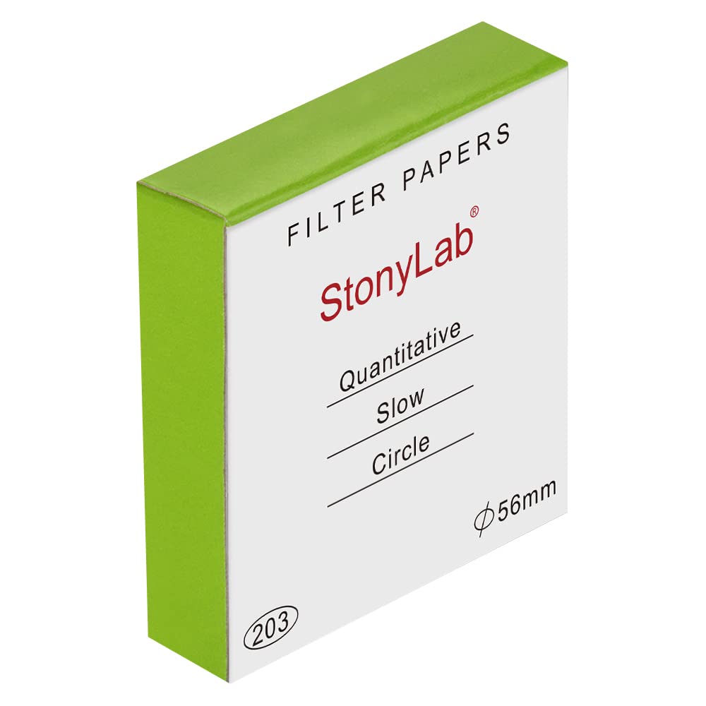  [AUSTRALIA] - stonylab Quantitative Filter Paper, 100 Pack Slow Flow Rate Cellulose Filter Paper Circles with 10 Micron Particle Retention, 56 mm Diameter