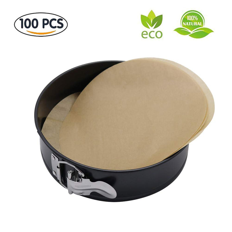  [AUSTRALIA] - Baking Parchment Circles, Set of 100, 7 Inch Unbleached Baking Paper/Non Stick Baking Parchment/Greaseproof Paper Circles for Springform Cake Tin, Toaster Oven, Tortilla Press and so on 7inch