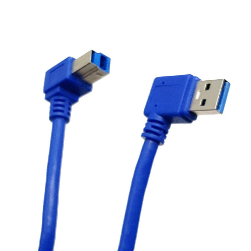  [AUSTRALIA] - Angled USB 3.0 Printer Cable;Seadream 1 ft / 30cm SuperSpeed USB 3.0 A Male Plug 90 Degree Right Angle to USB 3.0 B Male Left Angle Cable; A Right to B Left