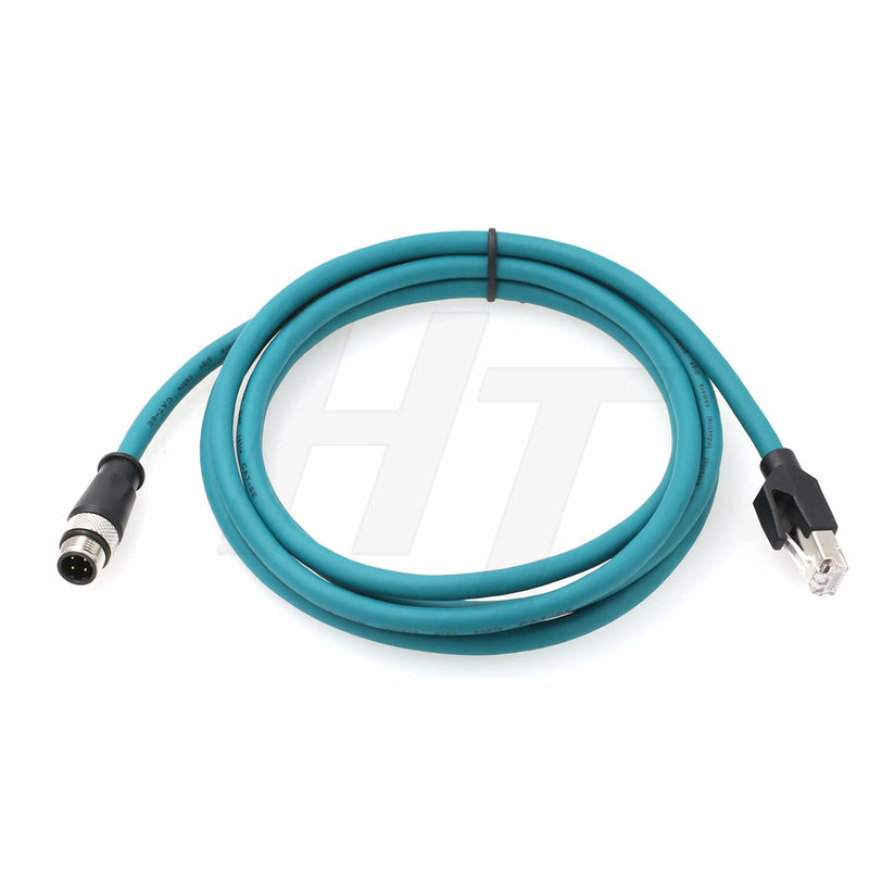  [AUSTRALIA] - HangTon Industrial M12 4 Pin D-Coded Male to RJ45 Ethernet Cat5e Cable for Sensor Machinery 2M 2.0 Meters