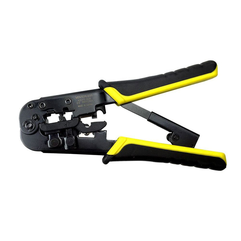  [AUSTRALIA] - Klein Tools VDV226-011-SEN Crimper, All-in-One Ratcheting Modular Data Cable Crimper / Wire Stripper / Wire Cutter, for RJ45, CAT5e, CAT6, CAT6A Crimper, Data Ratcheting RJ45