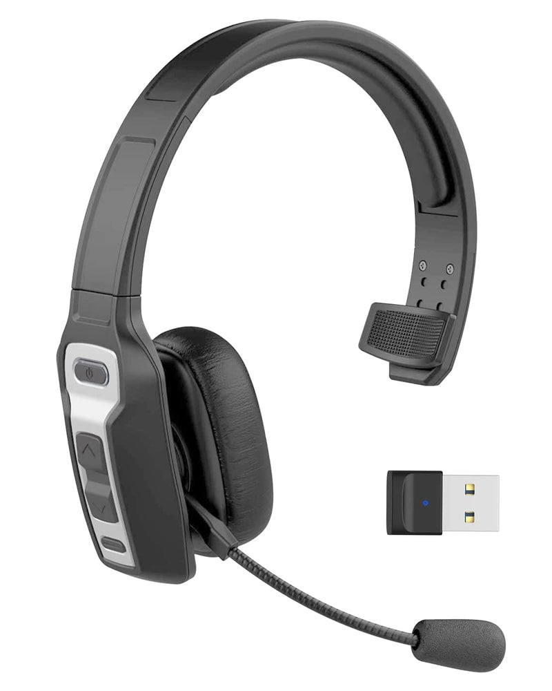  [AUSTRALIA] - Bluetooth Headset with USB Dongle/Adapter, ASIAMENG Single-Ear Wireless Headset with Noise Cancelling Microphone Mute Button Large Battery for Computer PC Laptop Cell Phones Trucker Office Home