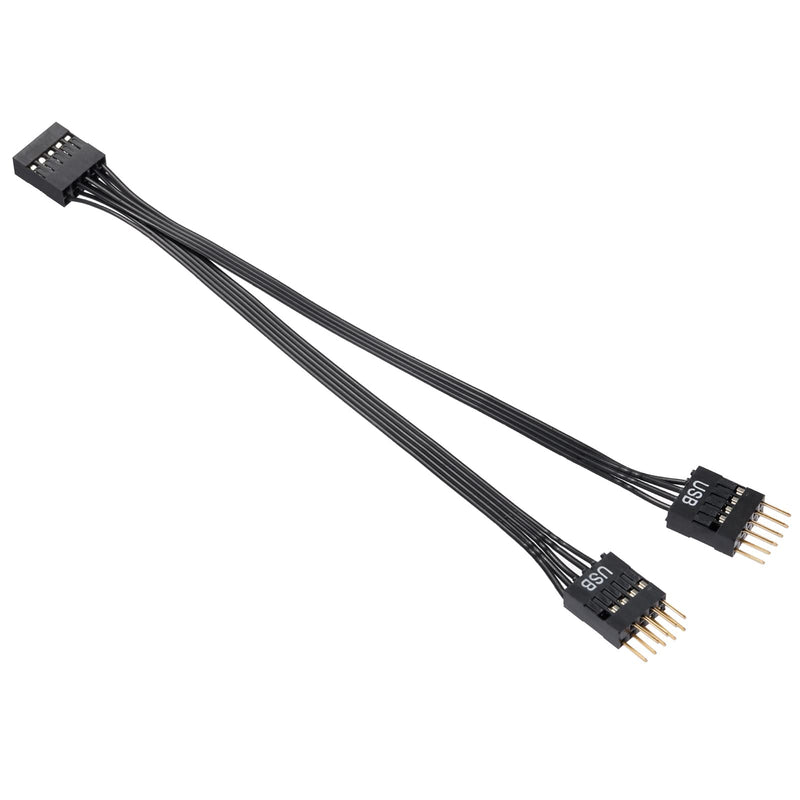 [AUSTRALIA] - MZHOU 9-PIN USB2.0 Extension Cable, 9PIN to Dual PIN Extension Port,USB Cable for Computer Motherboard, Black USB Dual 9Pin