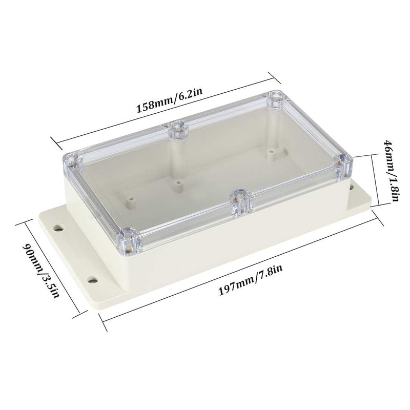  [AUSTRALIA] - Awclub ABS Plastic Junction Box, Dustproof Weatherproof IP65 Electrical Box - Universal Project Enclosure Pale Pale Grey, with PC Transparent/Clear Cover and Fixed Ear 6.2"x3.5"x1.8"(158x90x46mm) 6.2"x3.5"x1.8"