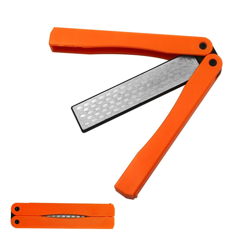  [AUSTRALIA] - 400/600 Grit Double Sided Diamond Sharpening Stone, Foldable Knife Sharpener Gritstone Whetstone Anti-slip Handheld for Kitchen Knives Pocket Knife and Scissor (Orange) Orange