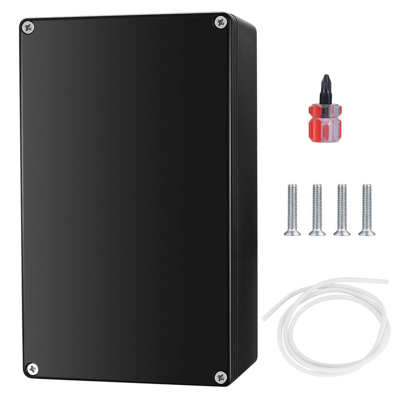  [AUSTRALIA] - Waterproof junction box, IP65 electrical project box distribution box, dustproof, weatherproof, ABS cable housing distribution box for indoor outdoor electronic cables - 200 x 120 x 75 mm/1.87 x 4.72 x 3 inches black