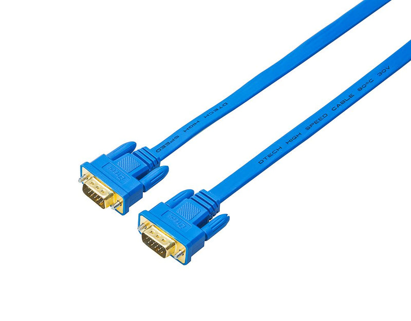  [AUSTRALIA] - DTECH Ultra Slim Flat Computer Monitor VGA Cable 15 Feet Male to Male Connector Wire - Blue - 5m 16ft