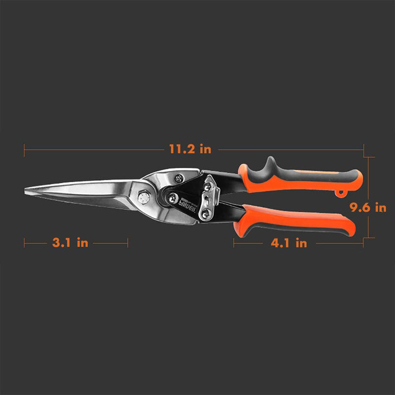  [AUSTRALIA] - Finder 12" Aviation Snips, Long Straight Cut Tin Snips Cutting Shears Power Cutter with CR-V Blade & Comfortable Grip, 300mm Scissors for Cutting Metal Sheet, Hard Material, Industrial Quality