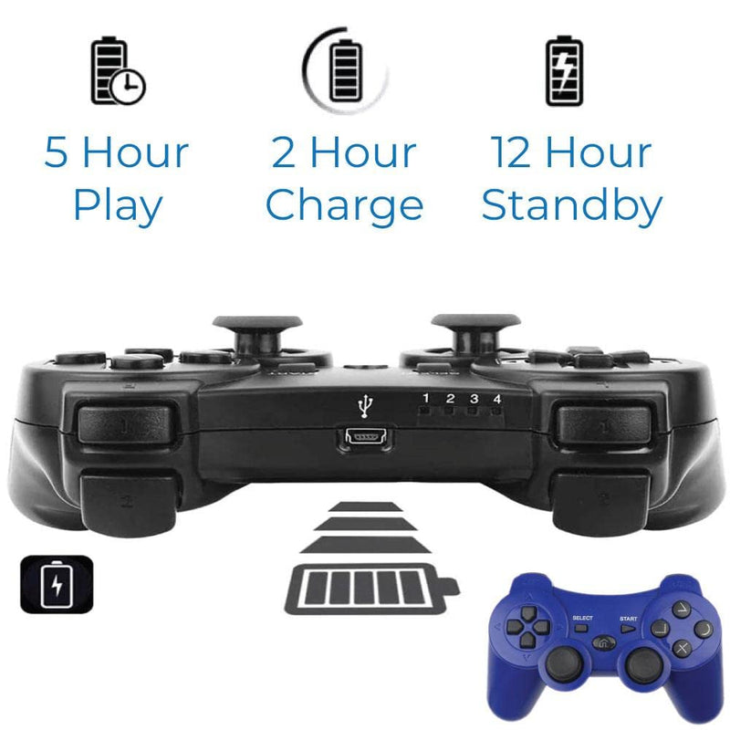  [AUSTRALIA] - BEK Controller replacement for PS3 Controller, Wireless Remote Gamepad, Thumb Grips, Double Shock 3 Vibration, Motion Sensors, Rechargeable Battery, Compatible with Sony Playstation 3 (Blue) Blue