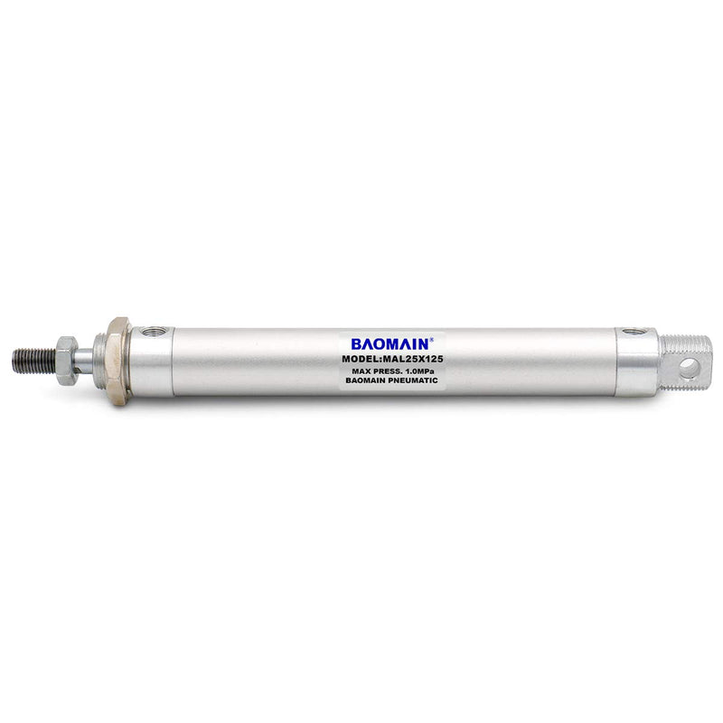 Baomain Mini Pneumatic Air Cylinder MAL 25 X 125 Single Male Thread Rod Dual Action 25mm(1 inch) Bore 125mm(5 inch) Stroke - LeoForward Australia