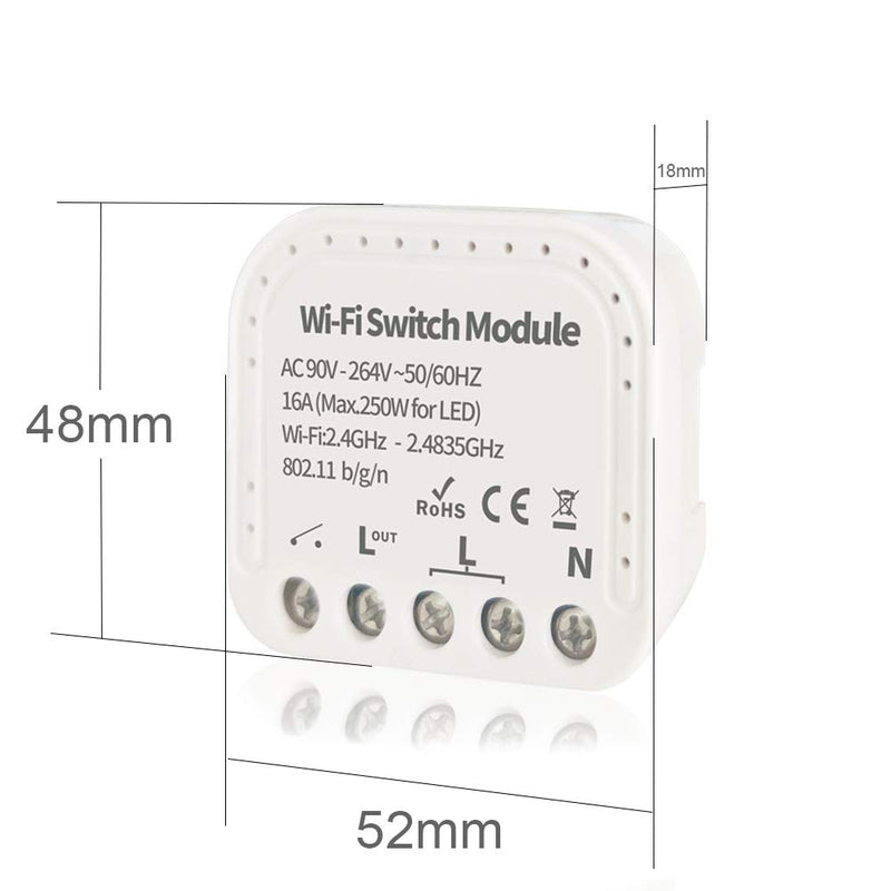 WiFi Relay Switch Self-Locking Switch Module, AC 90-264V WiFi Relay Switch Module Smart Life/Tuya APP Remote Control Switch Relay Module, Compatible with Alexa Echo Google Home Tuya app - LeoForward Australia