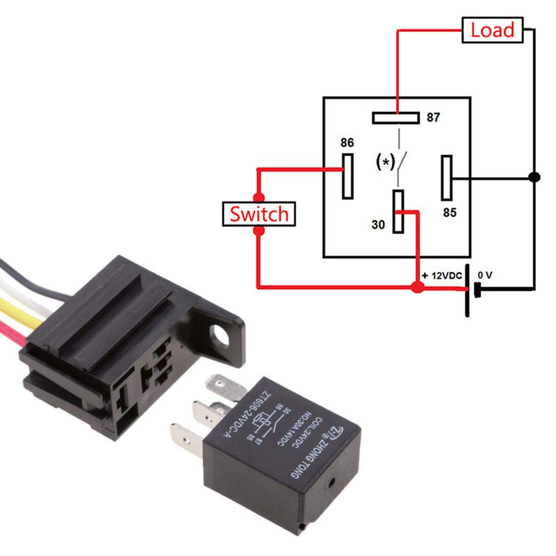  [AUSTRALIA] - ESUPPORT Car Heavy Duty Relay Switch 12V 30A SPST 4Pin Wire Socket Plug Harness Waterproof Electrical Automotive Pack of 5 30A 4Pin SPST