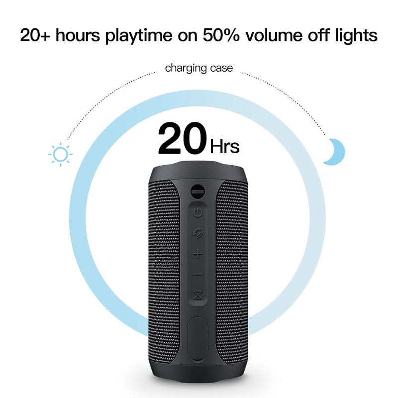  [AUSTRALIA] - EDUPLINK Portable Bluetooth Speaker Waterproof IPX7 Wireless Speaker with 20W Louder Stereo Sound Outdoor Speakers with Party Lights True Wireless Stereo Pairing for Home Party Black