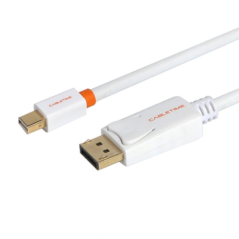  [AUSTRALIA] - Mini DisplayPort to DisplayPort Cable CABLETIME Mini DP to DP Cord Support Video and Audio,Thunderbolt Compatible for Surface Pro 5 / Pro 4 / Pro 3, MacBook Air,etc (6 Feet/1.8m, White) 6 Feet/2M