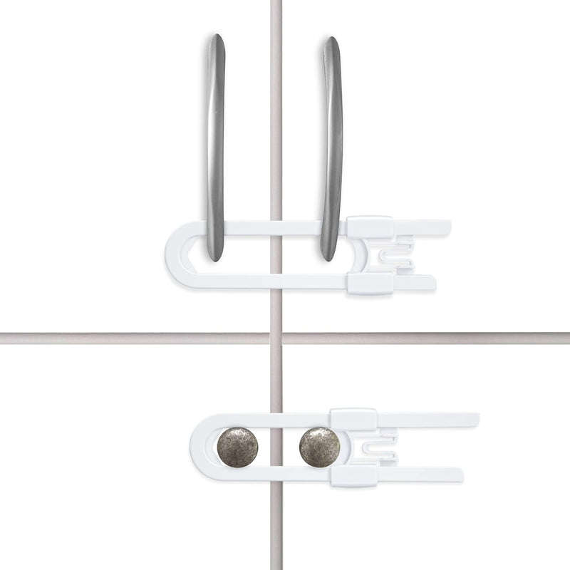  [AUSTRALIA] - Vmaisi Baby Sliding Cabinet Locks - 4 Pack Adjustable U Shaped Child Safety Locks,Childproof Latches for Kitchen Bathroom Storage Cupboards Doors, Handles and Knobs White (4)