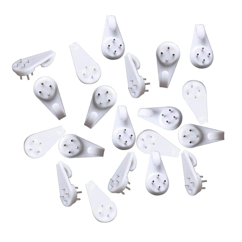 20PCS White Non-Trace Wall Picture Hook Concrete Hard Wall Drywall Picture Hanging Hook Seamless Nail Plastic Fasteners Multi-Purpose Wall Mount Non-Mark Hooks for Photo Album Frame Clock Hanging M 40MM - LeoForward Australia