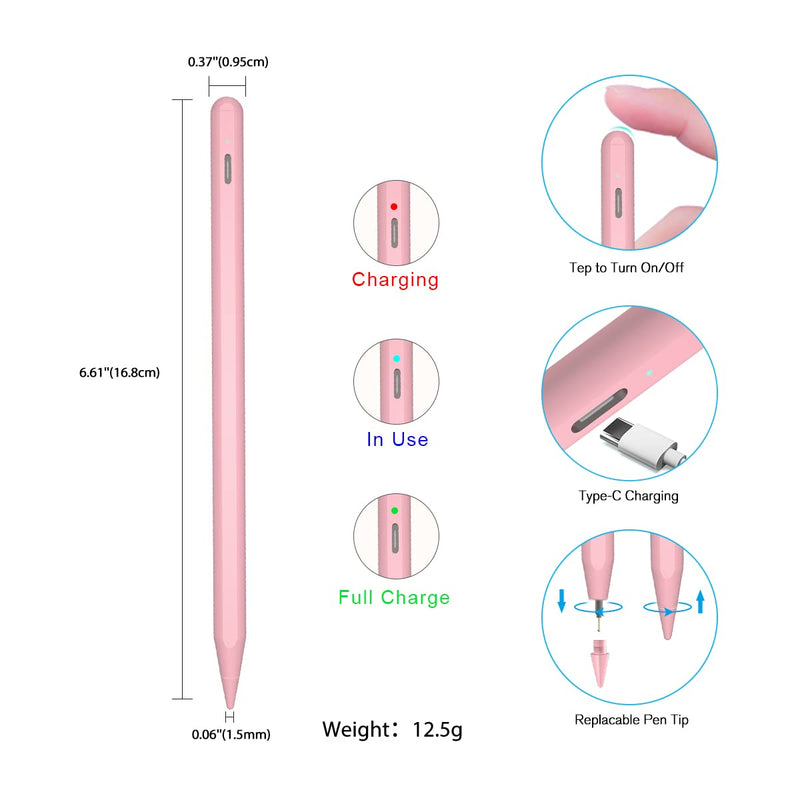  [AUSTRALIA] - Stylus Pencil for iPad 9th Generation, Active Pen with Palm Rejection Compatible with (2018-2020) Apple iPad 8th 7th 6th Gen/iPad Pro 11 & 12.9 inches/iPad Air 4th 3rd Gen/iPad Mini 5th Gen (Pink 01) Pink 01