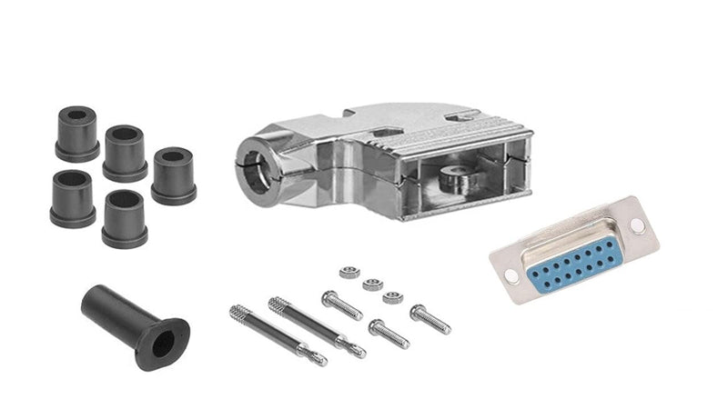  [AUSTRALIA] - CompuCablePlusUSA.com Best DB15 Female Solder Cup Connector DIY Kit Includes Solder Cup Connector, 90 Degree Angle Metal Hood, Strain Relief Grommet and Screws. (DB15 Female)