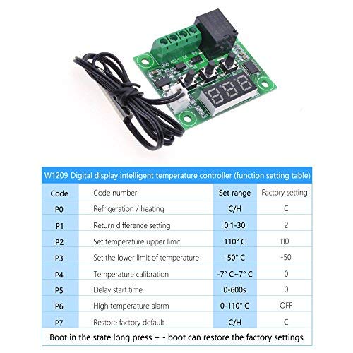  [AUSTRALIA] - HiLetgo 2pcs W1209 12V DC Digital Temperature Controller Board Micro Digital Thermostat -50-110°C Electronic Temperature Temp Control Module Switch with 10A One-channel Relay and Waterproof No Case