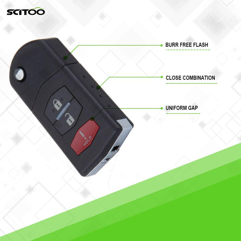  [AUSTRALIA] - SCITOO Flip Key Fob Replacement fit for 1 PC Keyless Entry Kit 1X3 Button 2007-2012 Mazda CX-7 CX7 SKE12501H