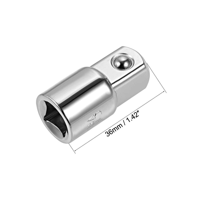  [AUSTRALIA] - uxcell 2 Pcs 3/8 Inch Drive (F) x 1/2 Inch (M) Socket Adapter, Female to Male, Cr-V (Silver) 3/8" F to 1/2" M Silver