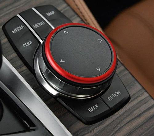 [AUSTRALIA] - Xotic Tech 1pcs JDM Red Aluminum Center Console Multimedia iDrive Controller Knob Decoration Ring Cover for BMW 1 2 3 4 5 6 7 Series X3 X4 X5 X6 2011-up