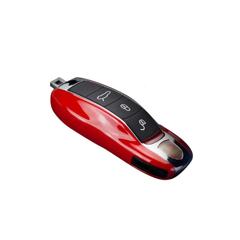 carmonmon Smart Protectors Keyless Remote Key Cases Shell Car Key Case Platic Cover Case Cover Side Blades for Porsche Cayenne Panamera(Red) Red - LeoForward Australia