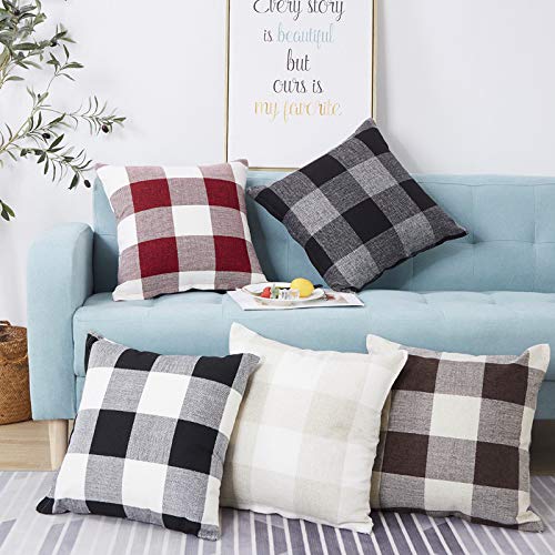  [AUSTRALIA] - XuoAz Buffalo-Check-Plaid Throw-Pillow-Covers for Christmas Decorations Cushion Case Cotton Polyester for Farmhouse Home Decor 18x18Inch (18"X18", Pack of 3) 18"X18"