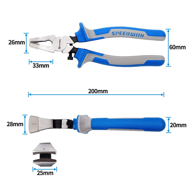  [AUSTRALIA] - SPEEDWOX Glass Running Pliers with Rubber Tips for Glass Cutting 8 Inches Key Fob Pliers with Curved Jaws Heavy Duty for Stained Glass Work Durable Mosaics Breaking Tool