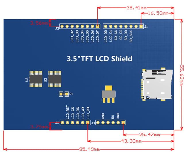  [AUSTRALIA] - 3.5" TFT LCD Screen Display Module 480x320 for Arduino UNO & MEGA 2560 Development Board with Touch Panel and Pen