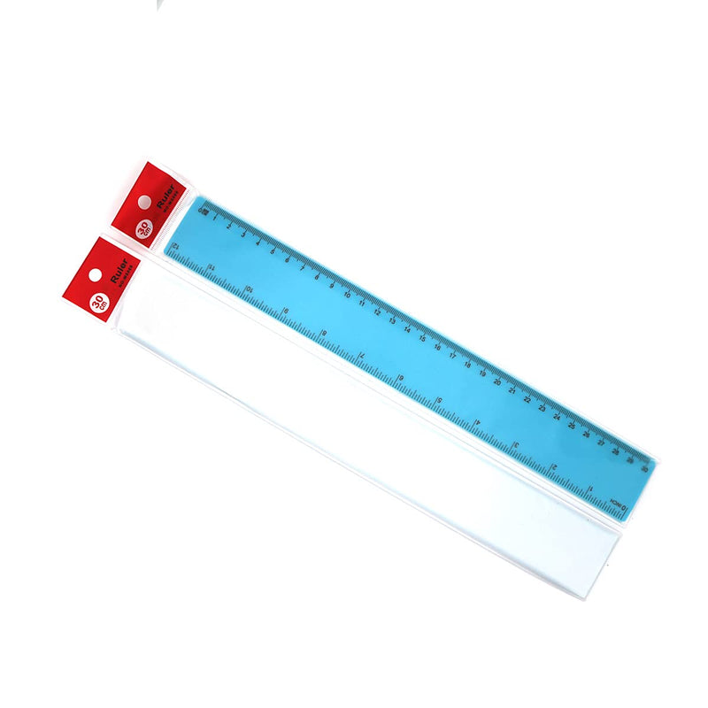  [AUSTRALIA] - 2 Packs of Kyweel Plastic Ruler Measuring Tools, Suitable for Schools, Offices, Homes, with Inches and Metric (Blue, 12 Inches,) …