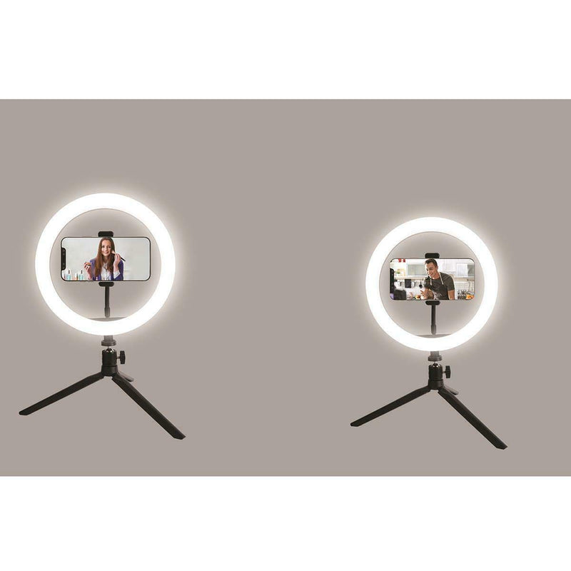 Vivitar 8 Inch LED Ring Light with Tripod Stand and Cell Phone Holder, Video Lighting for Streaming and Vlogging, USB Powered Desk Light for Live Streaming Makeup Photography Shooting White - LeoForward Australia