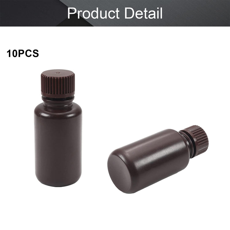  [AUSTRALIA] - Othmro 10pcs Plastic Lab Chemical Reagent Bottles, 50ml/1.7 oz Small Mouth Liquid/Solid Round Sample Storage Containers Sealing Bottles with Cap Brown 50ml Brown Small Mouth Color Brown 10pcs