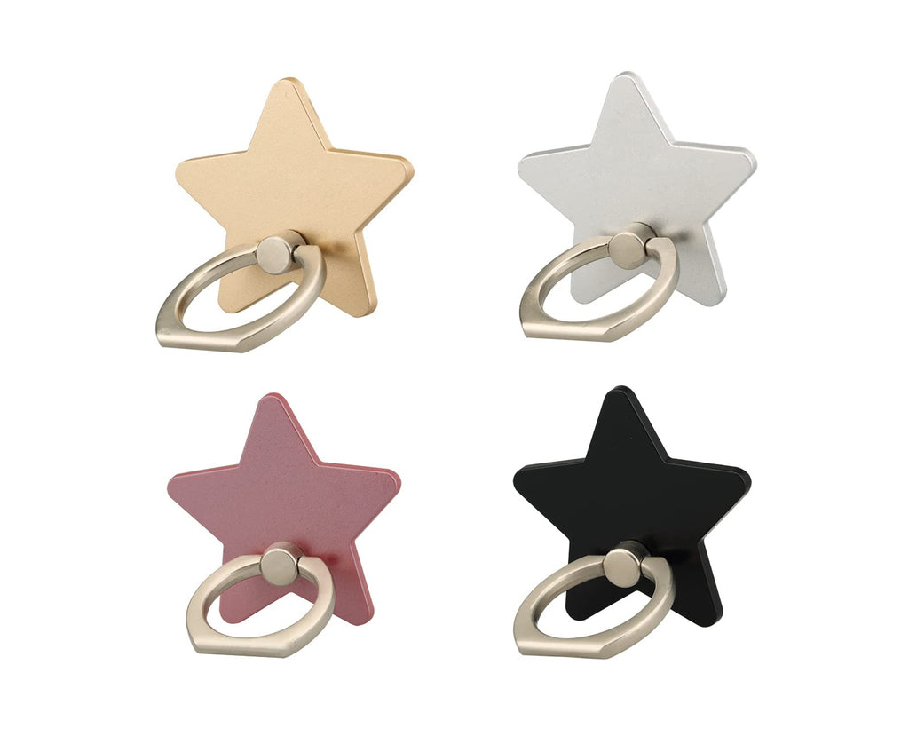  [AUSTRALIA] - lenoup z179 (4 pcs) Cell Phone Holder,Star Phone Ring Kickstand,Universal 360 Rotation Cell Phone Finger Ring Grip for Almost All Phones/Pad(4 Color Star)