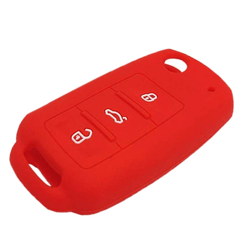 LemSa 2Pcs Rubber Silicone Flip Key Fob Cover Remote Keyless Protector Bag Holder for VW Volkswagen Jetta GTI Passat Golf Tiguan Touareg Beetle, Black+Red Black Red - LeoForward Australia