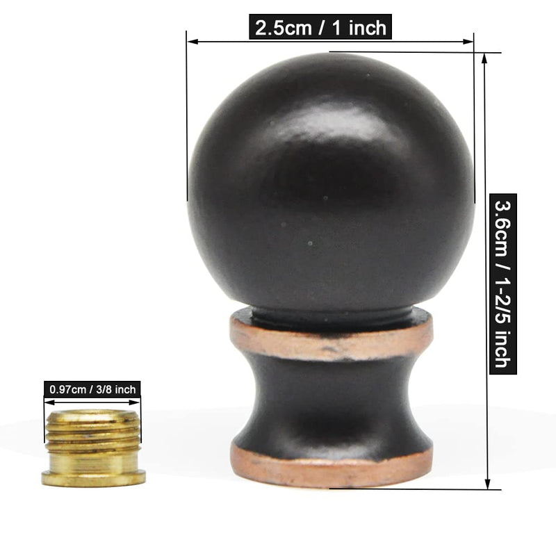  [AUSTRALIA] - Ball Lamp Finial Cap Knob for Lamp Shade Top,Solid Lamp Finial Caps,Heavy Metal Top Screw Finial for Table or Floor Lamps,1/4-27 Inch Threaded Base Connect to Lamp Harp Black / 2-pack