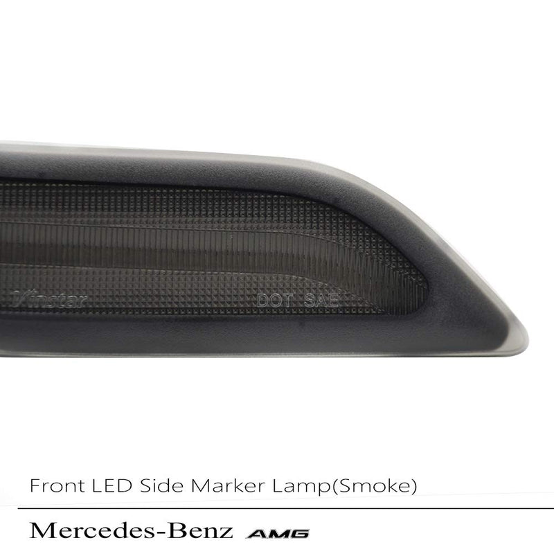 Smoke Lens Amber Full LED Front Side Marker Light Kit for 2012 2013 2014 Mercedes Benz Pre-LCI W204 LCI C250 C300 C350 C63 AMG Coupe Base Sedan 4-Door OEM Side Marker Lamps Replacement - LeoForward Australia