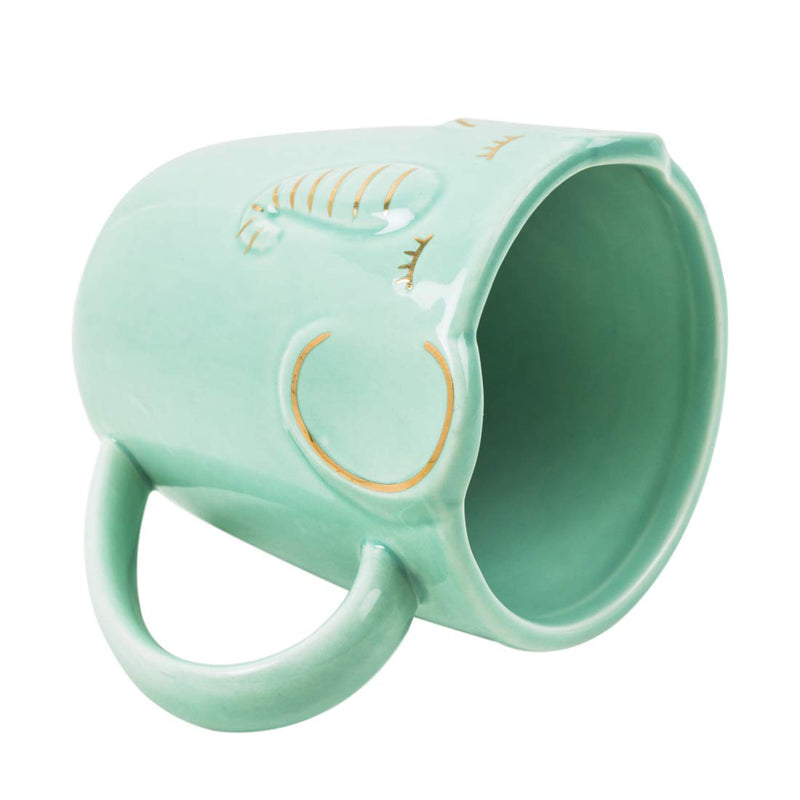  [AUSTRALIA] - Chumbak Glad Elephant Teal Mug - Large - Tea and Coffee Mug, Ceramic Drinking Cup, Dining and Tableware for Hot Beverages, Breakfast Mug for Home & Office, Dishwasher & Microwave Safe, 5.2"x3.7"x4.4" Teal Big Mug