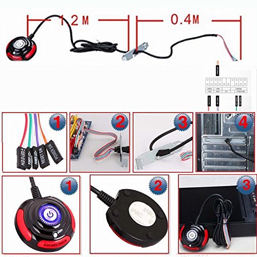  [AUSTRALIA] - 1.6m Desktop PC Computer Case Power Supply Supplies on/Off Reset HDD Push Button Reset Switch with Cables