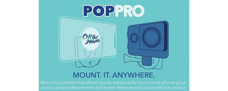  [AUSTRALIA] - Cell Gel Mounts PopPro Mounting System | Mount Your Socket Grip Enabled Phone Almost Anywhere | Reusable Mounts to Most Flat Surfaces (Black) Black