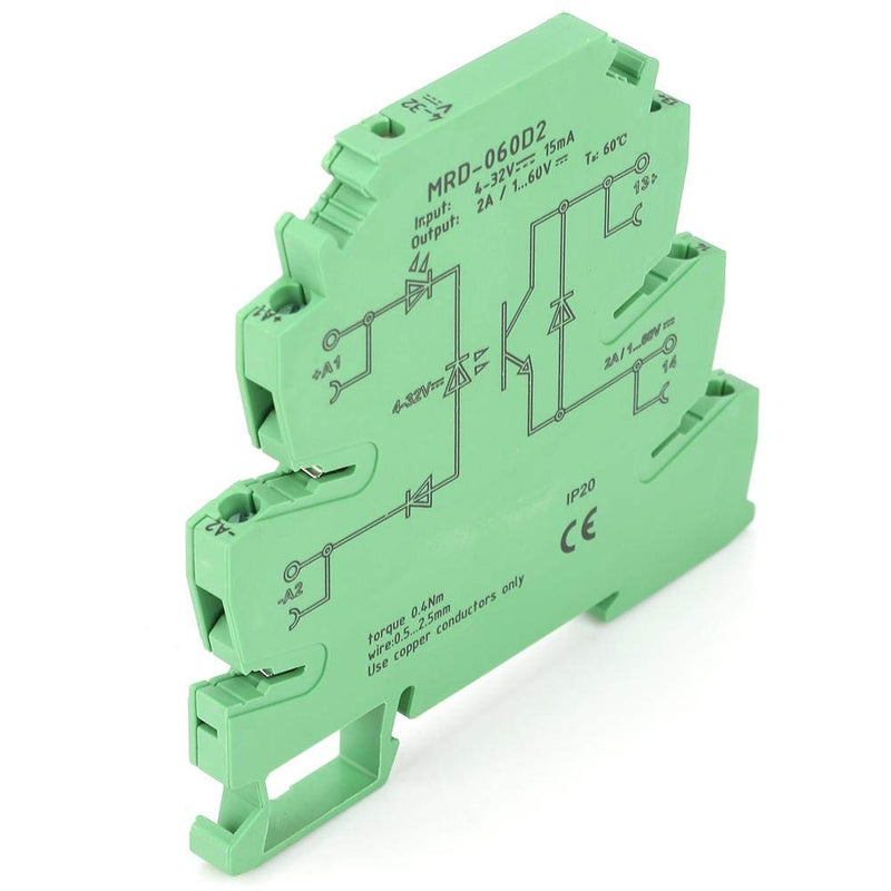  [AUSTRALIA] - Solid State Relay Module, MRD-060D2, Ultra Thin 6.2mm Input 4-32VDC for DC Pneumatic Solenoid Valves, DC Solid State Relay Output