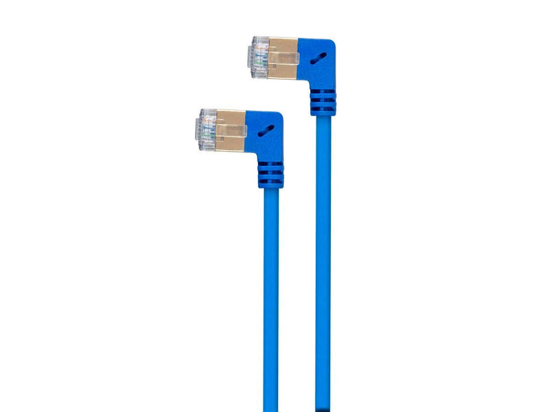  [AUSTRALIA] - Monoprice SlimRun Cat6A Ethernet Network Cable/Cord - Blue - 1 Feet | 90 Degree Angled, 36AWG, S/STP