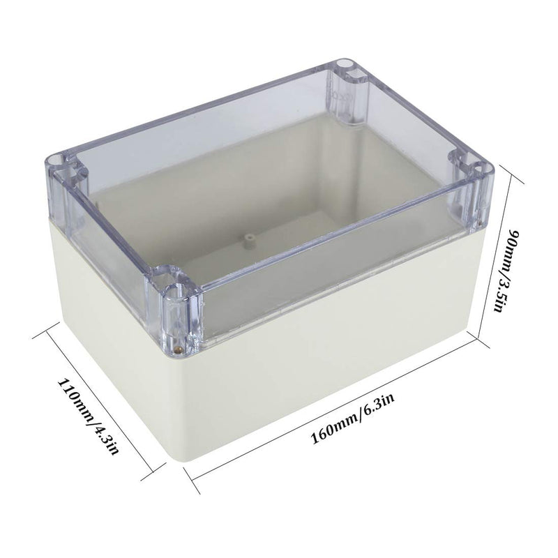  [AUSTRALIA] - Awclub ABS Plastic Junction Box, Dustproof Waterproof IP65 Electrical Box - Universal Project Enclosure Grey, with PC Transparent/Clear Cover 6.3"x4.3"x3.5"(160mm x 110mm x 90mm) 6.3"x4.3"x3.5"
