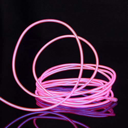 Lysignal 9ft Neon Glowing Strobing Electroluminescent Light Super Bright Battery Operated EL Wire Cable for Cosplay Dress Festival Halloween Christmas Party Carnival Decoration (Pink) Pink - LeoForward Australia