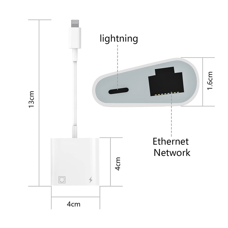  [AUSTRALIA] - Lightning to Ethernet Adapter, [Apple MFi Certified] 2 in 1 RJ45 Ethernet LAN Network Adapter with Charge Port Compatible with iPhone/iPad/iPod, Plug and Play, Supports 100Mbps Ethernet Network