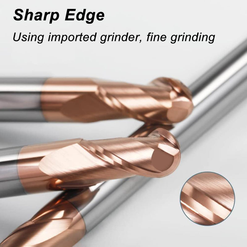  [AUSTRALIA] - ASNOMY 5-piece solid carbide radius cutter ball nose cutter 2 teeth - AlTiN coating HRC 55, carbide ball nose cutter, CNC engraving cutter for metal, contains 5 radius sizes of 1 mm 1.5 mm 2 mm 3 mm 4 mm 5 pieces radius sizes of 1/1.5/2/ 3/4mm