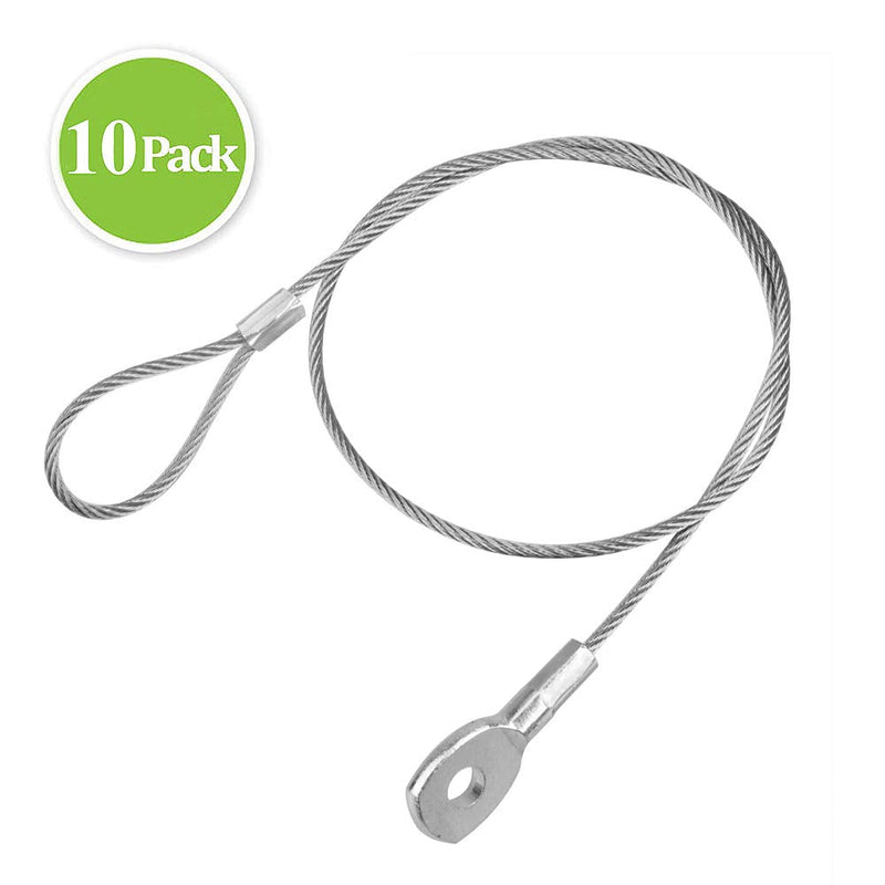  [AUSTRALIA] - 10 PCS 24" Braided Stainless Steel Security Cable Max.Load 165lb Luggage Lock Safety Locking Cables, Eyelet 5/16"