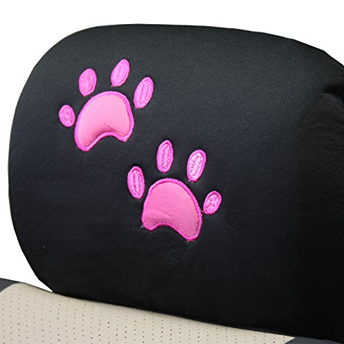  [AUSTRALIA] - Yupbizauto New Interchangeable Car Seat Headrest Covers Universal Fit for Cars Vans Trucks-Sold by a Pairs (Pink Paws) Pink Paws
