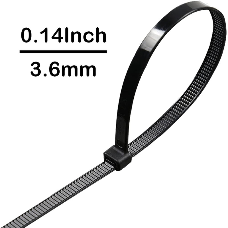  [AUSTRALIA] - Oksdown 150 Pack Premium Plastic Cable Ties Black 0.14 Inch/3.6mm Strong Nylon Self Locking Zip Tie Wraps Heavy Duty Assorted in Sizes 4+6+8 Inch 50 Pcs Per Size (100/150/200mm)Wire Cord Management